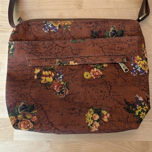 Patricia Nash English Garden Floral Map Sling Crossbody Bag excellent condition - Picture 3 of 5
